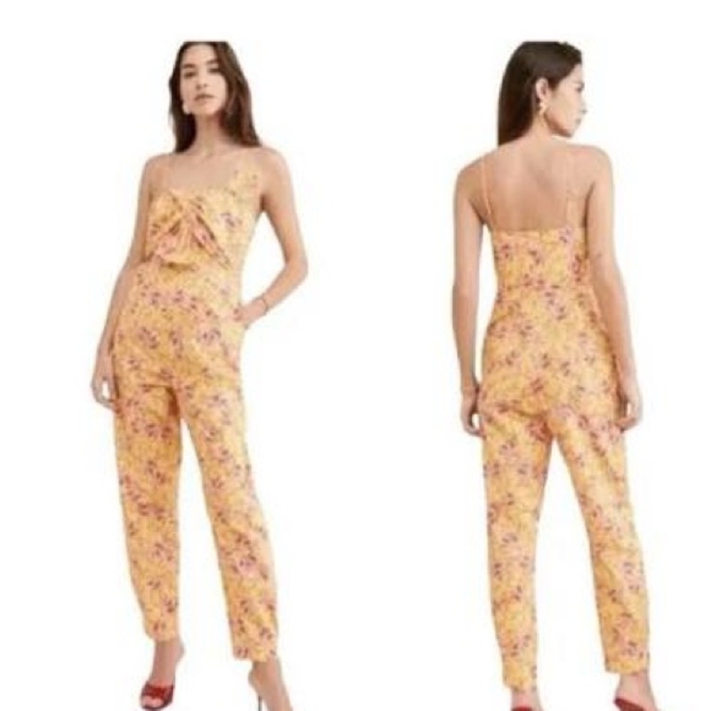 FARM Rio Pink and Yellow Jumpsuit with Spaghetti Straps